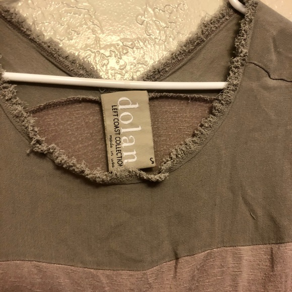 Taupe Dolan three quarter sleeve blouse with sheer top - Picture 6 of 6